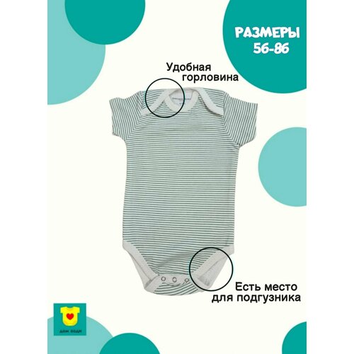 Боди, размер 68, зеленый, белый