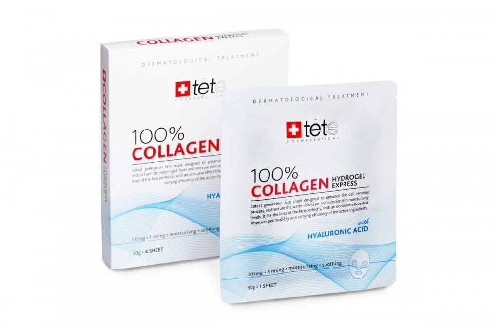 Гидроколлагеновая маска моментального действия 100% (100% Collagen Hydrogel Mask) | TETE