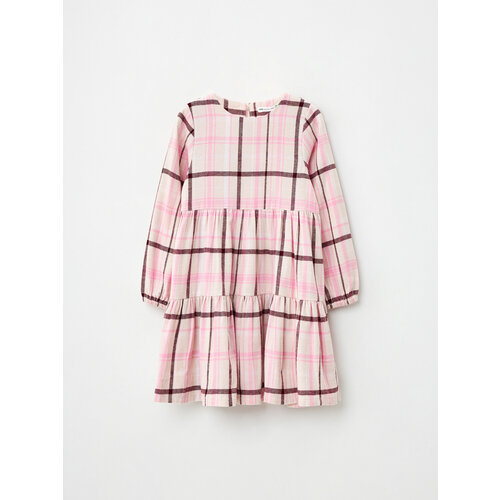 фото Платье sela, хлопок, в полоску, размер 110, бордовый, розовый