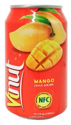 Сокосодержащий напиток Vinut Mango Fruit Juice (Винут Сок Манго) | Упаковка 24 шт, ж/б 0,33 л. - фотография № 1