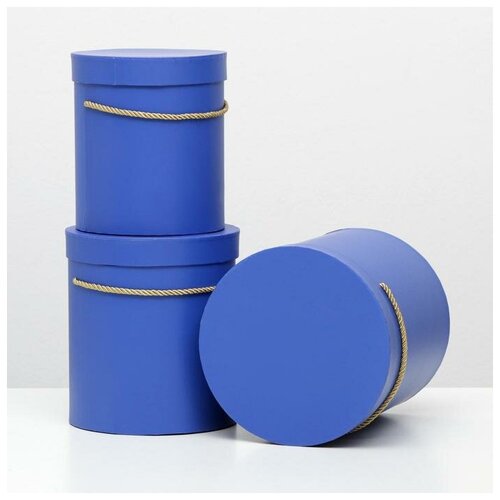 фото Набор коробок 3 в 1, круглые, синий, 20 х 20 х 22 - 16 х 16 х 18 см mikimarket