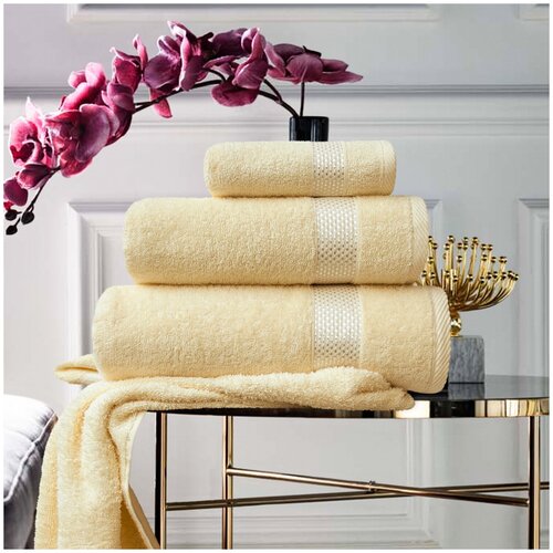 фото Набор из 3 полотенец petek crystal цвет: молочный (30х50 см,50х80 см,70х130 см) eleganta