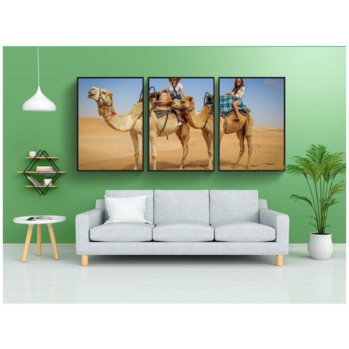 фото Набор модулных постеров для интерьера "верблюд, пустыня, пустыня намиб" 60x90 см. в тубусе, без рамки lotsprints