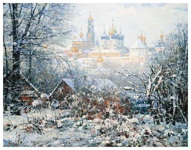 Репродукция на холсте Времена года. Зима в Троице-Сергиевой лавре (Seasons. Winter in the Trinity-Sergius Lavra) Нестеренко Василий 52см. x 40см.