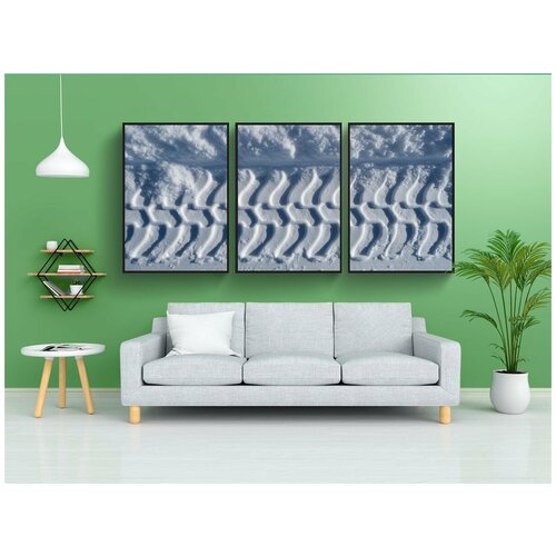 фото Набор модулных постеров для интерьера "отслеживать, снег, белый" 60x90 см. в тубусе, без рамки lotsprints