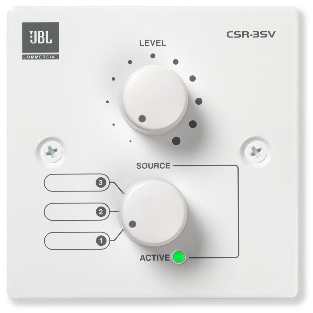 JBL CSR-3SV-WHT Настенный контроллер, 3-позиционный селектор источника и управление громкостью. Цвет белый.