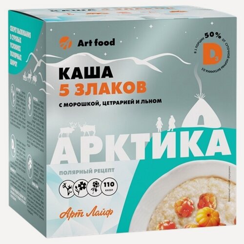 Изображение товара Артлайф Каша 5 злаков Арктика с морошкой, цетрарией и льном, Короб 10 порций по 30 гр. Арт лайф / Artlife