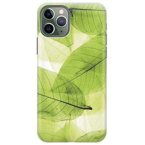 фото Ультратонкий силиконовый чехол-накладка для apple iphone 11 pro с принтом "зеленые листья" gosso