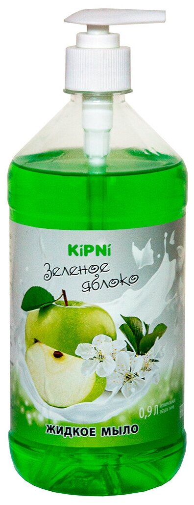 Жидкое мыло 3 в 1 Kipni Зеленое яблоко, 0,9 л