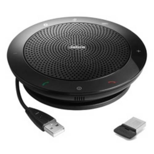 фото Спикерфон jabra speak 510+ms с bluetooth адаптером link 370, 2 в 1 - портативная музыкальная колонка и устройство громкой/конференц связи, bluetooth & usb, microsoft lync, цвет черный (7510-309)