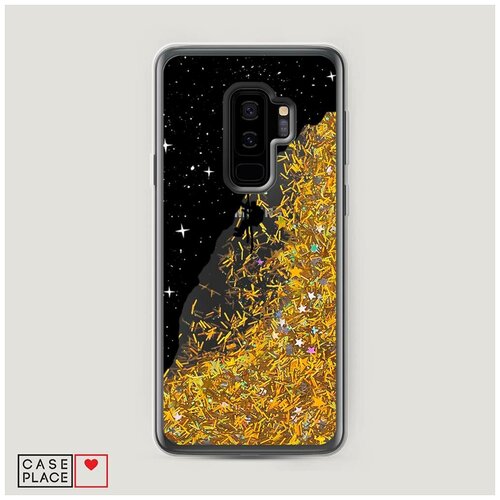 фото Чехол жидкий с блестками samsung galaxy s9 plus скалолаз в космосе case place