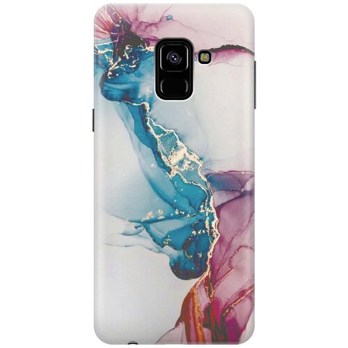 фото Re:pa накладка transparent для samsung galaxy a8 (2018) с принтом "сине-розовый мрамор"