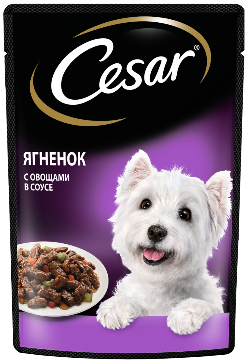 Набор влажных кормов для собак Cesar Три вкуса желе 14шт*85г и ломтики в соусе 28шт*85г Марс - фото №3
