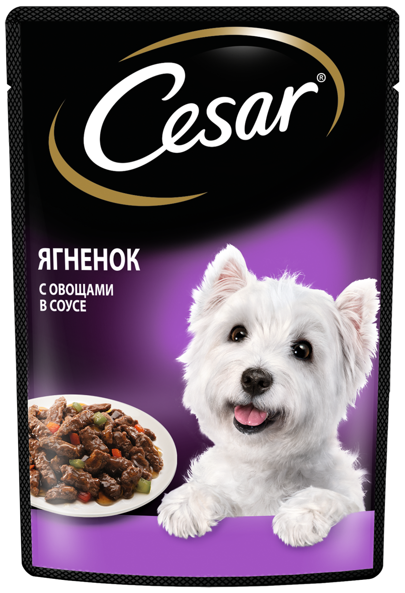 Влажный корм для собак Cesar (набор) жаркое с уткой в желе, говядина с овощами в соусе, ягненок с овощами в соусе 3 уп. х 14 шт. х 85 г