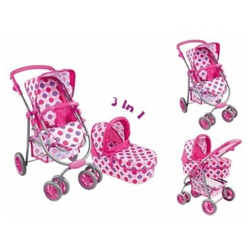Коляска для кукол 3 в 1 металл каркас с корзи 7620₽