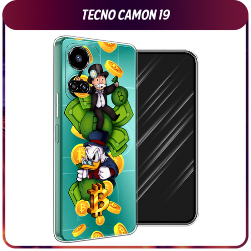 Силиконовый чехол на Tecno Camon 19/19 Pro 4G / Текно Камон 19/19 Про 4G Scrooge McDuck and Monopoly, прозрачный силиконовый чехол на tecno camon 19 19 pro 4g текно камон 19 19 про 4g бордовые розы фон прозрачный