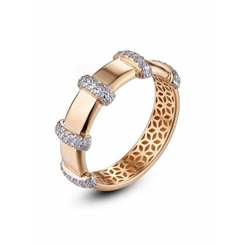 Кольцо YA ZOLOTO, красное золото, 585 проба, фианит, размер 17, красный