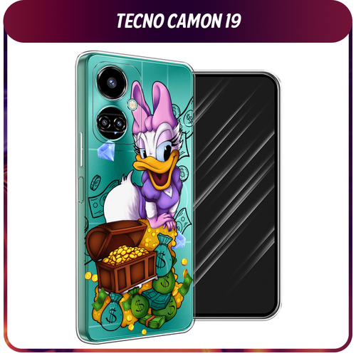 Силиконовый чехол на Tecno Camon 19/19 Pro 4G / Текно Камон 19/19 Про 4G Rich Daisy Duck, прозрачный силиконовый чехол на tecno camon 19 19 pro 4g текно камон 19 19 про 4g любопытный кот прозрачный