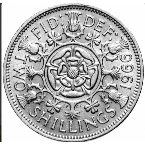 Англия флорин, 2 шиллинга, времен правления королевы Елизаветы. Из обращения. XF.
