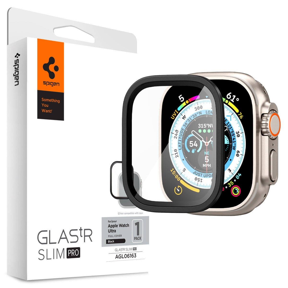 Защитное стекло SPIGEN для Apple Watch Ultra (49mm) - Glass tR Slim Pro Черный 1 шт AGL06163