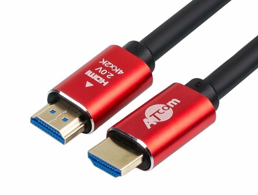 Кабель HDMI (ATCOM (AT5940) Кабель HDMI 1М (Red/Gold, в пакете) VER 2.0)