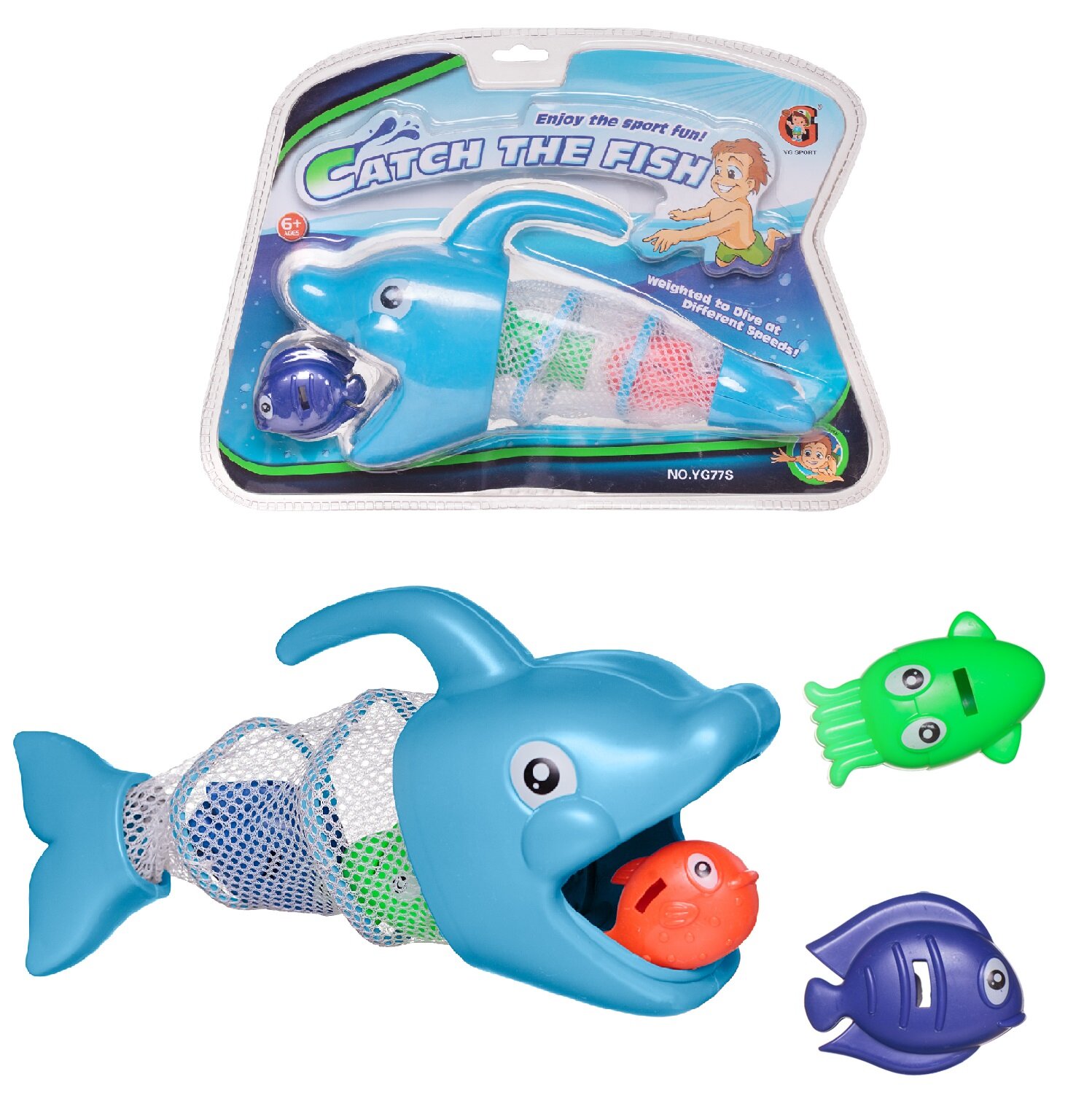 Игровой набор для ванной и бассейна Junfa Прожорливая голубая акула с 3 рыбками WA-16341/голубая