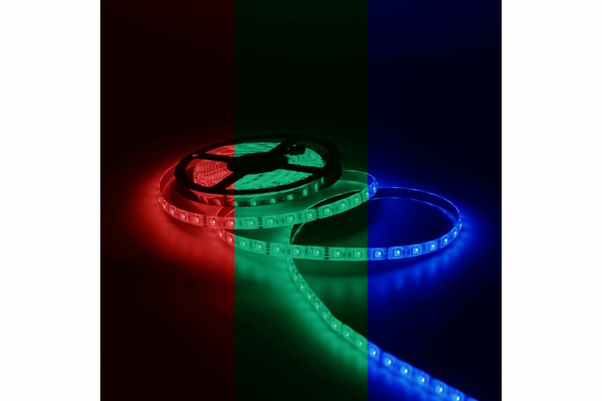 Светодиодная лента 12В IP20 самоклеящаяся RGB SMD 5050 5 м
