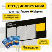 Уголок потребителя для ПВЗ Яндeкc Маркет с книгами, брендбук 2023 г.