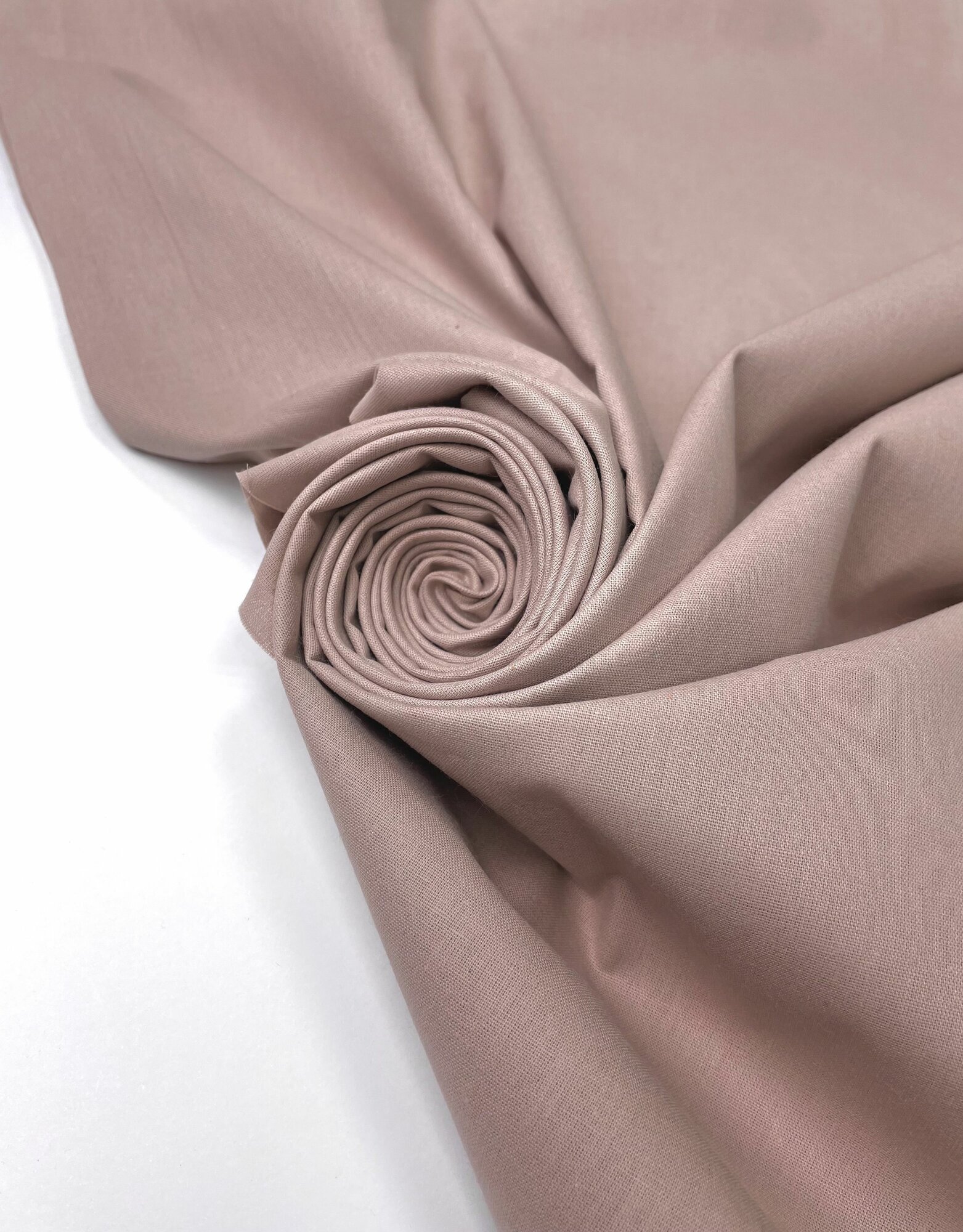 Ткань Поплин однотонный для постельного белья Пыльно-розовый / 1 п. м. / ширина 220 см / 115 гр/кв. м / 100% хлопок