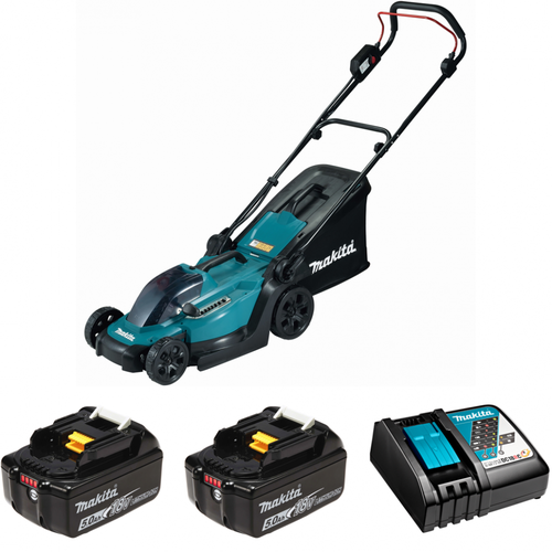 Аккумуляторная газонокосилка Makita DLM330RTE 18V, 2x5.0Ah, DC18RC, Li-Ion газонокосилка аккумуляторная 38см 36в li ion 2х4ач makita dlm382rm2