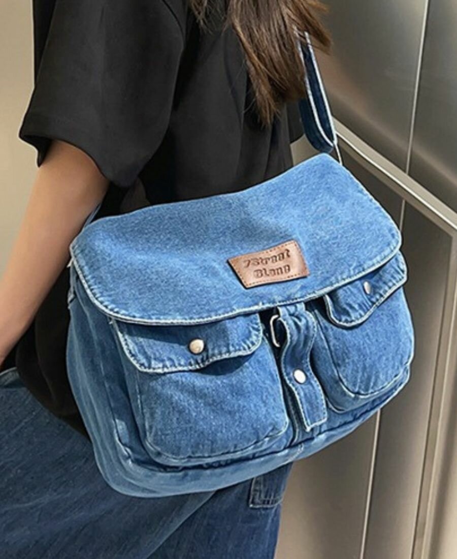 фото Сумка джинсовая мессенджер