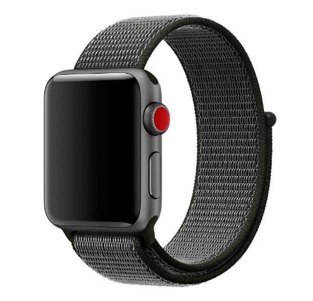 Серый нейлоновый ремешок на липучке для Apple Watch 38/40/41 mm