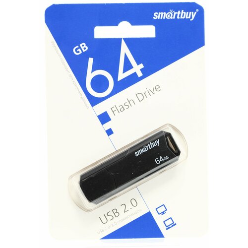 Флешка 64 ГБ USB Smartbuy CLUE Black 561₽