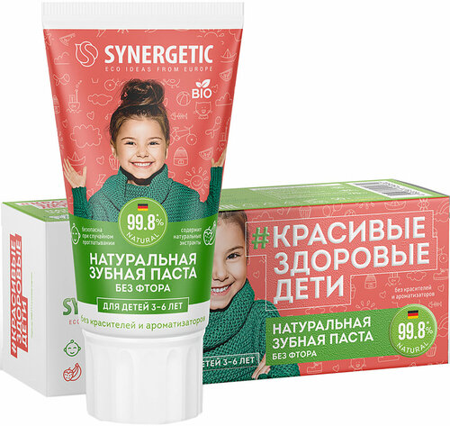 Зубная паста Synergetic Клубничка и банан детская 50г в ассортименте