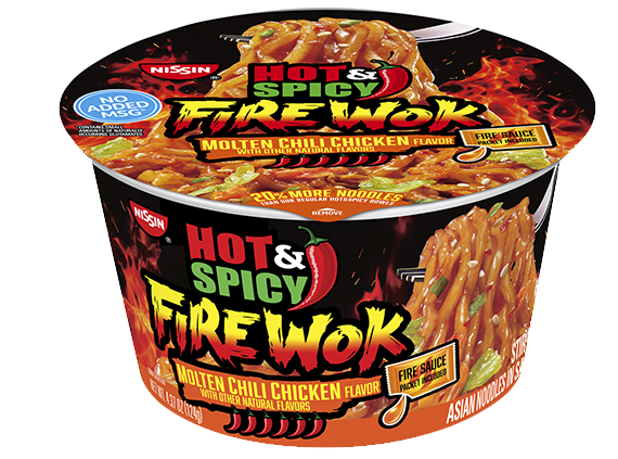 Лапша Nissin Hot Spicy Fire Wok креветки с кунжутом 129гр (6)