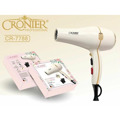 Профессиональный фен для сушки и укладки волос с функцией ионизации воздуха белый 324000₽