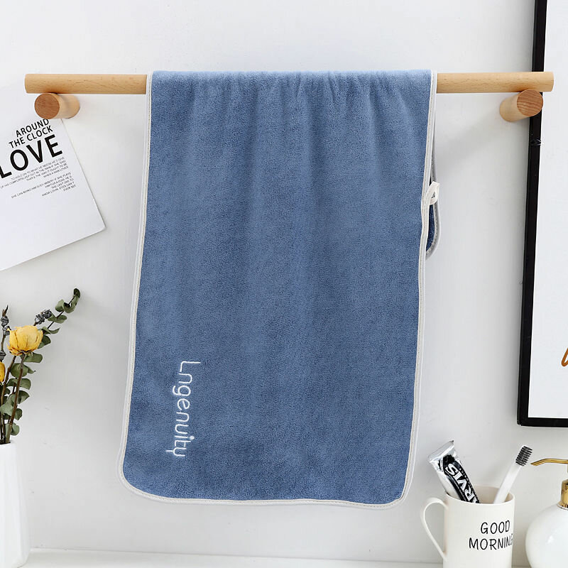 фото Полотенца банные, мужские, впитывающие, быстросохнущие, сине-серые