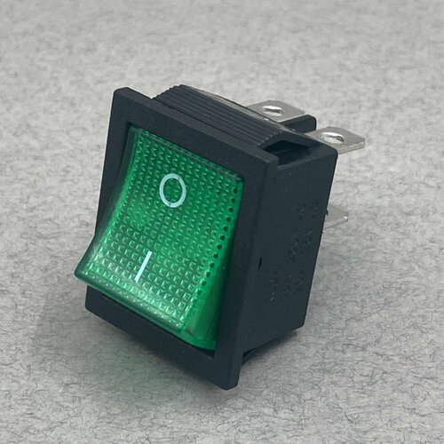 Кнопка выключатель двухпозиционная 4 контакта зеленая с подсветкой SWT733UN 314₽