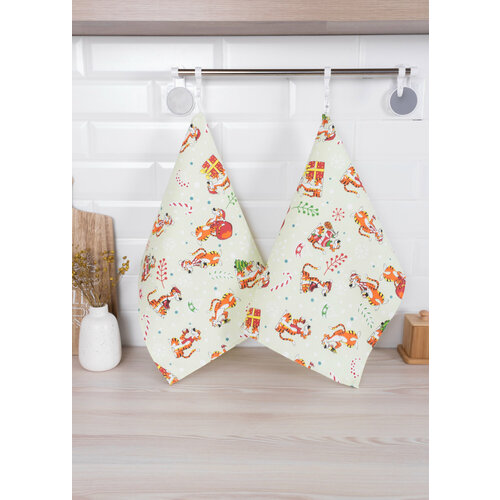 Набор кухонных полотенец Лен Наш от Василисы, 47х61 см, 2 шт, Тигруля