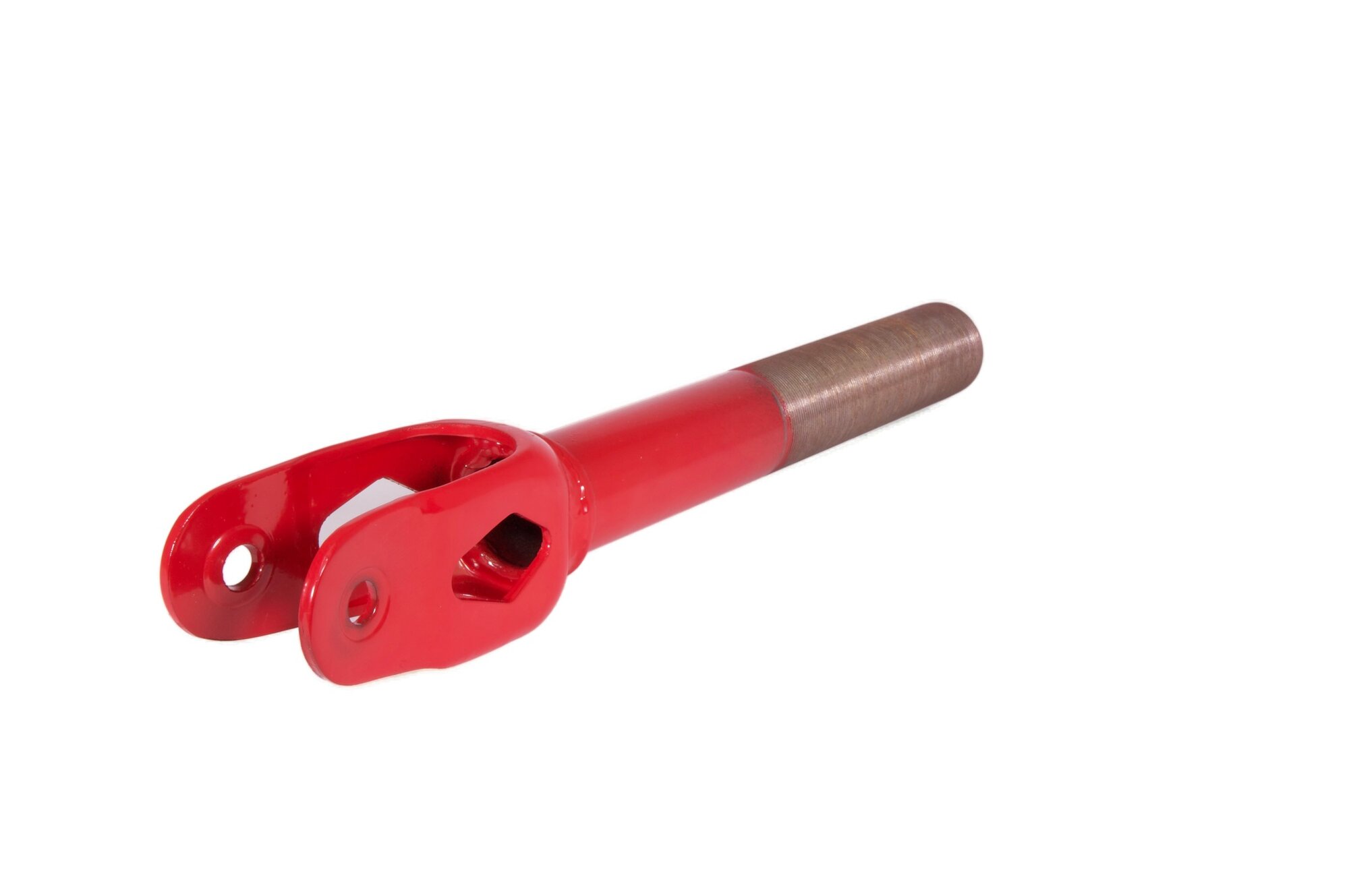 Вилка для трюкового самоката 100мм х1-1/8" стальная резьбовая шток 200мм матовая красная