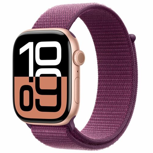 Умные часы Apple Watch Series 10 GPS 46mm Rose Gold Aluminium Case with Plum Sport Loop 54999₽