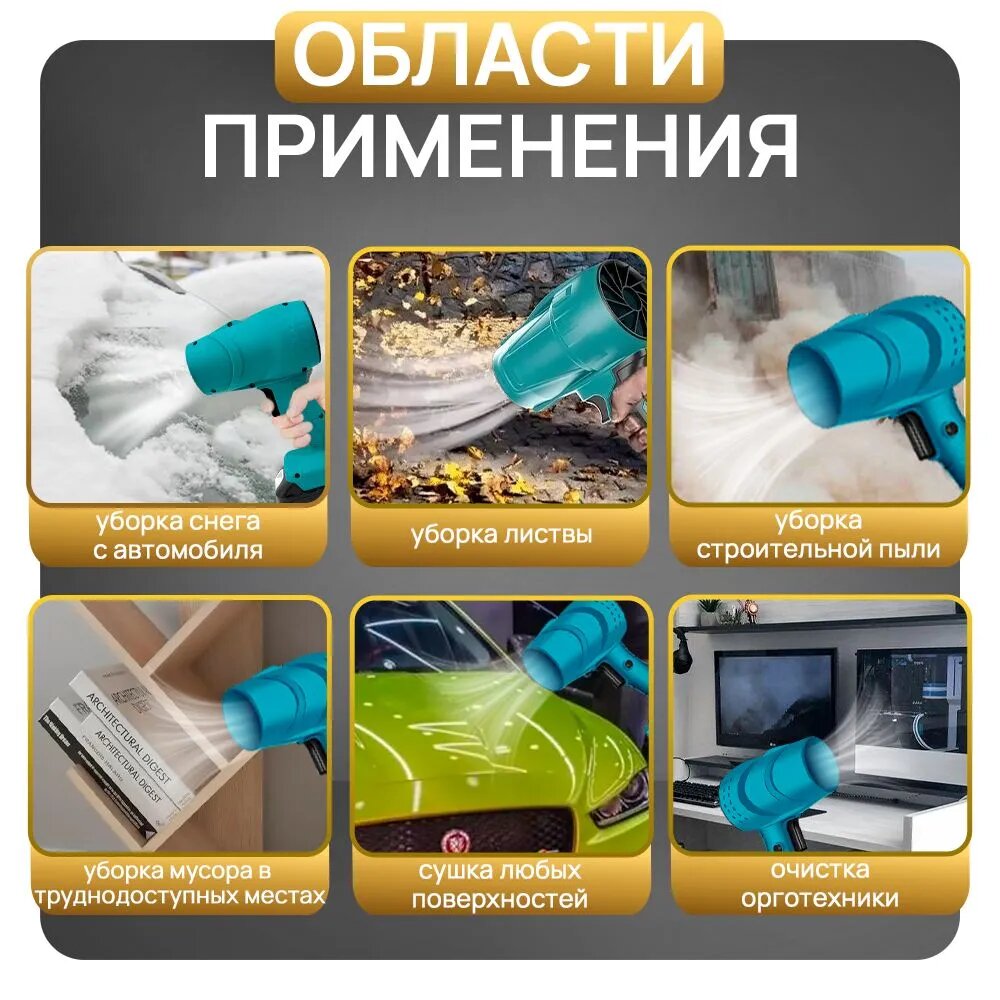 Воздуходувки Аккумуляторные Воздуходувка аккумуляторная 21 V, турбовентилятор, 2 АКБ, кейс, черный