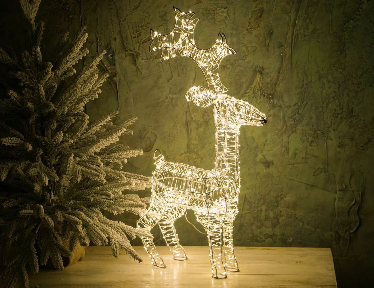 Светящаяся фигура олень кирус 1000 тёплых белых LED-огней 63 см уличный Winter Deco 4080227