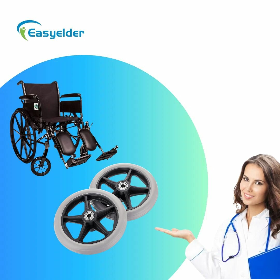 Easyelder Переднее колесо для замены инвалидной коляски, ролики для замены ходунков, серый , 8 дюймов