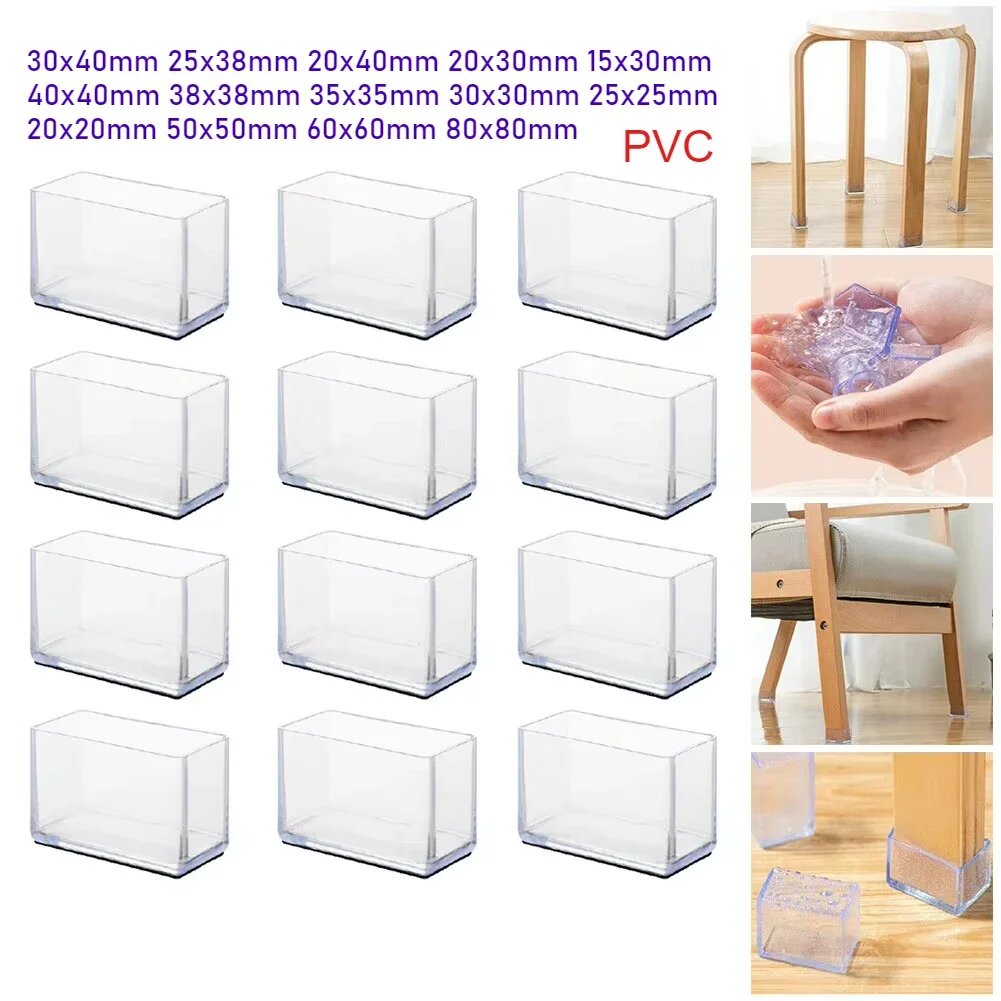 Прозрачные колпачки для ног стула из ПВХ 20x30mm-2pcs