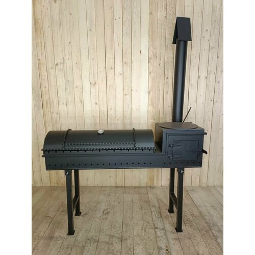 Мангал - гриль. Усиленное барбекю 5мм горячекатанная сталь. С печкой и местом под казан