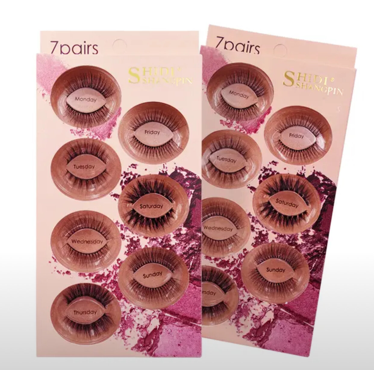 Набор накладных ресниц SHIDI SHANGPIN "Неделька" 7 пар черный 005-025 мм