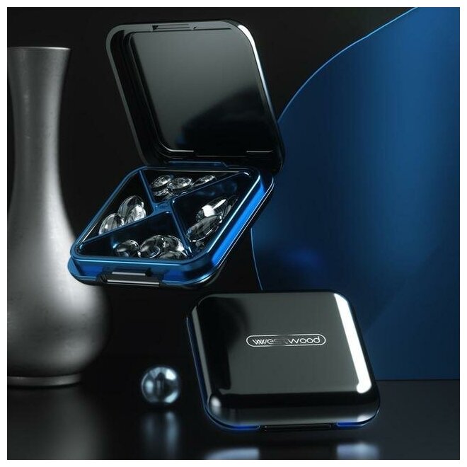 Картинки Карманная таблетница - органайзер на 4 секций для таблеток, витаминов, БАДов, пилюль. черный