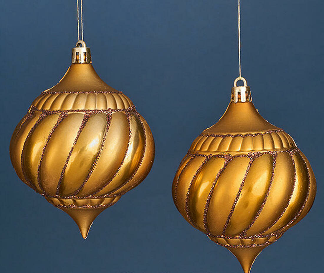 Набор ёлочных шаровлуковок, пластик, золотой, 10 см, упаковка 2 шт, Winter Deco