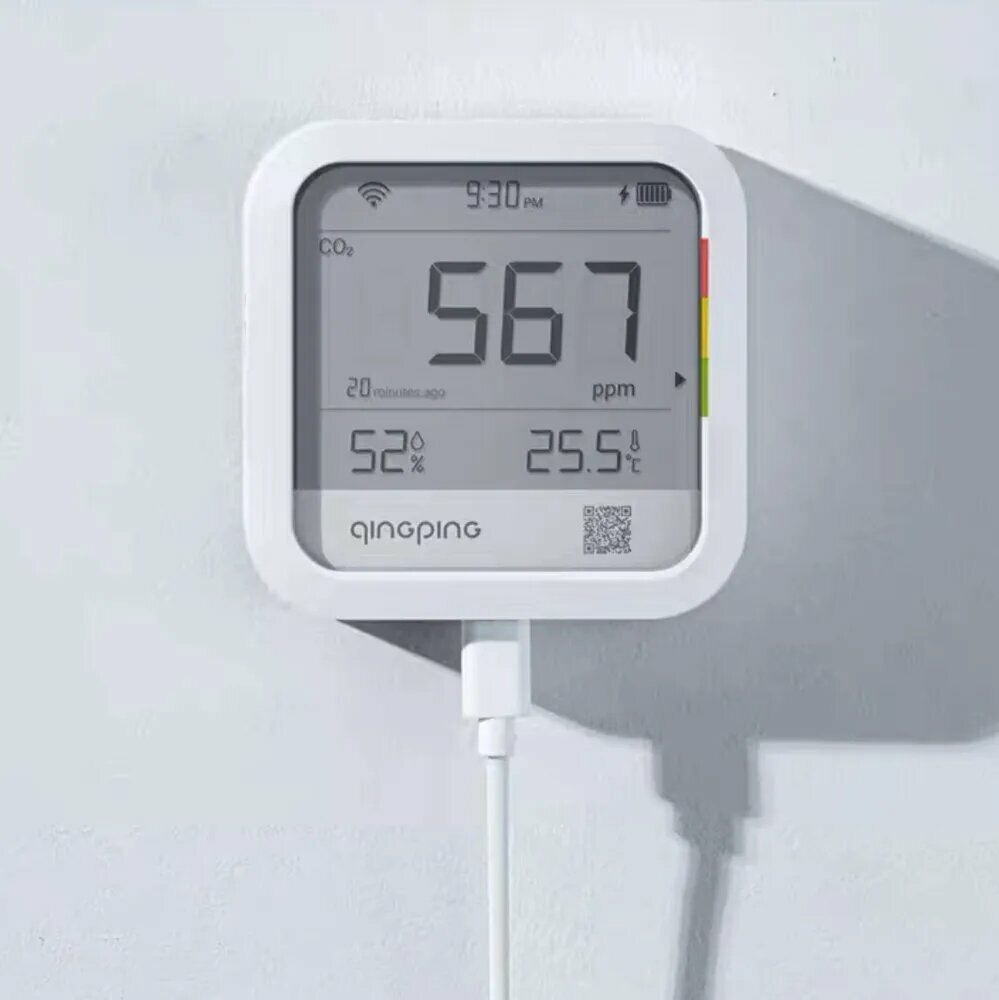 Датчики Качества И Анализаторы Воздуха Xiaomi Анализатор качества воздуха Mijia Qingping Monitor датчик углекислого газа СО2, 3 в 1 (температура, влажность, СО2)